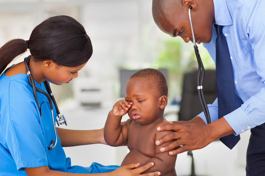 Kid being treated at a hospital