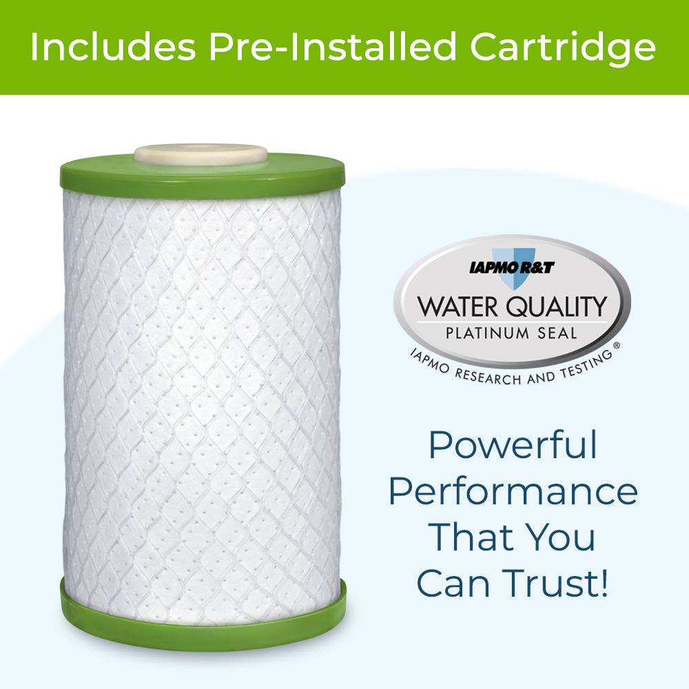 Includes pre-installed cartridge, IAPMO certified performance