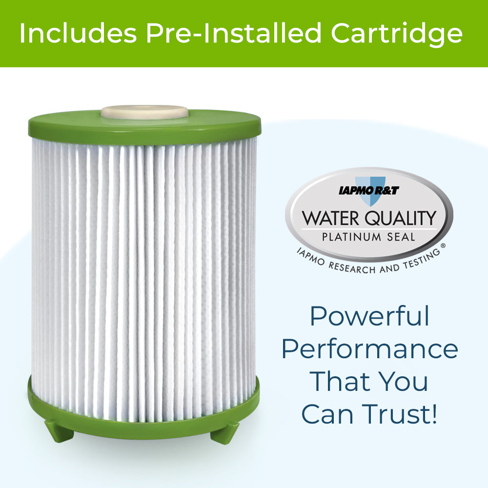 Includes pre-installed cartridge, IAPMO certified performance